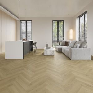 Whitby Sand SPC Herringbone Engineered Vinyl Click Flooring 126mm x 6.5mm x 630mm