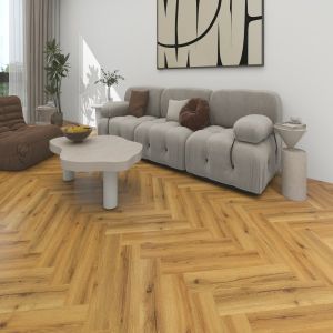 Smoked Oak SPC Herringbone Engineered Vinyl Click Flooring with in-built-underlay 126mm x 6.5mm x 630mm