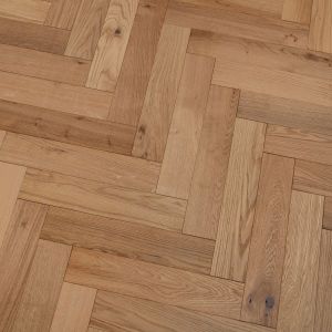 90mm x 14/3mm x 450mm Oak Brush & UV Oiled Herringbone Engineered Rustic Flooring 