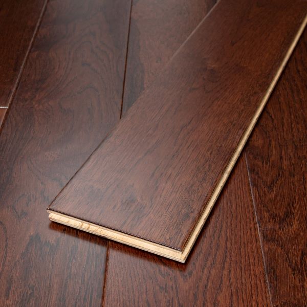 150mm x 14/3mm x random lengths Walnut Stain Oak Lacquered Rustic Grade Engineered Wood Flooring 