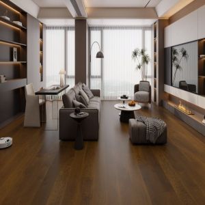 220mm x 14/3mm x 2200mm Hazelnut Brown  Brushed UV Oiled Rustic Grade Multiply Engineered Wood Flooring 