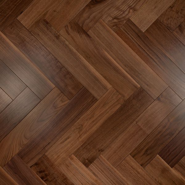 125mm x 14/3mm x 600mm Walnut Lacquered Classic Grade Herringbone Engineered Rustic Flooring 